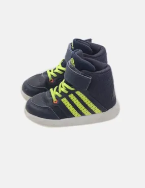 Blue Adidas high-top sneaker.