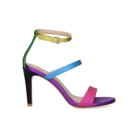Black and Fuchsia Metallic Sandals with Stiletto Heel by Exé - Rebeca-412
